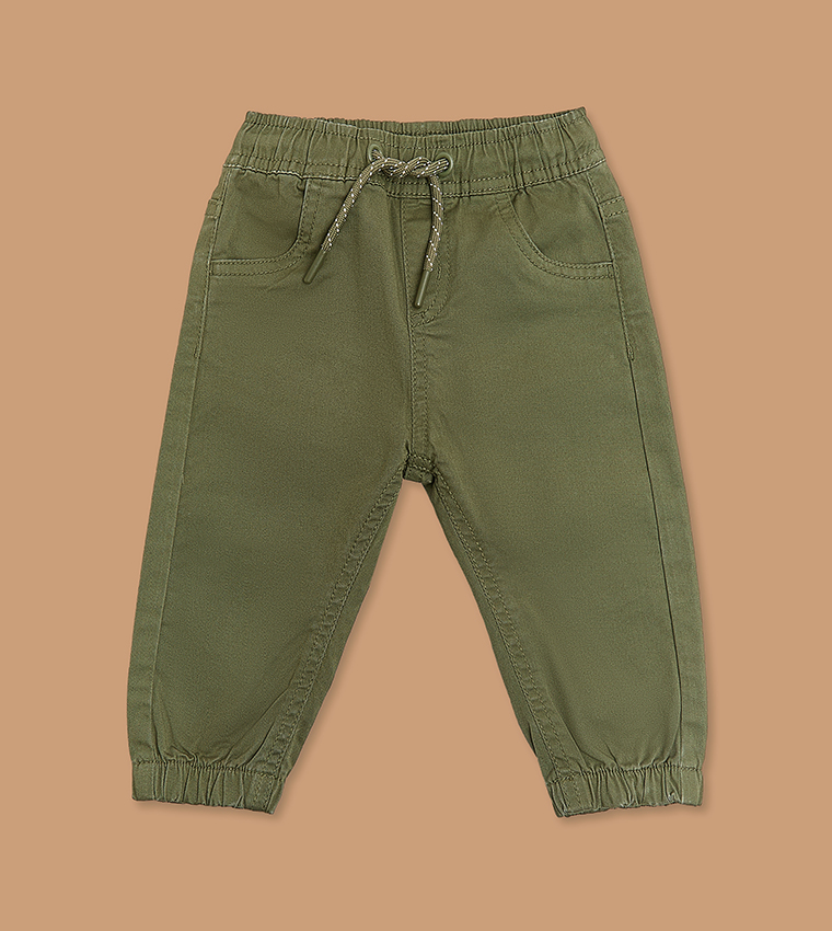 Solid Jogger Pants with Drawstring Waist