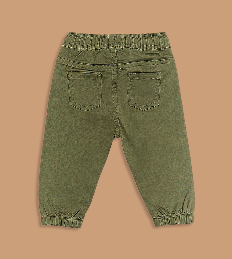 Solid Jogger Pants with Drawstring Waist