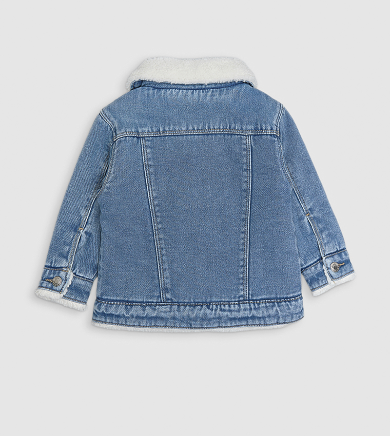 Washed Denim Jacket with Button Closure
