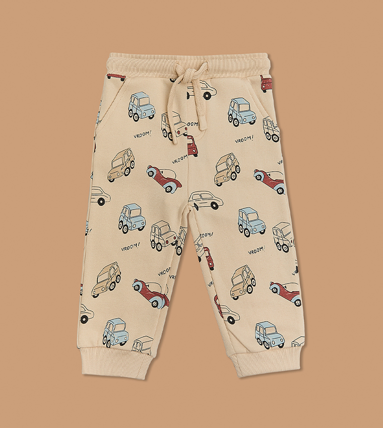 2 Pack Printed Pants with Elastic Waist