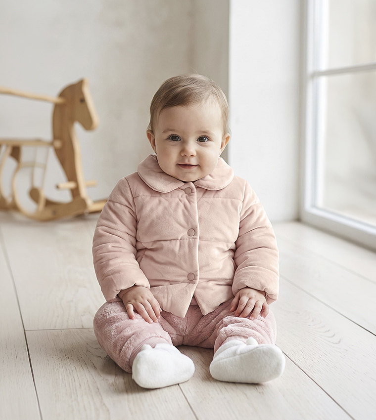 Quilted Collared Jacket with Button Closure