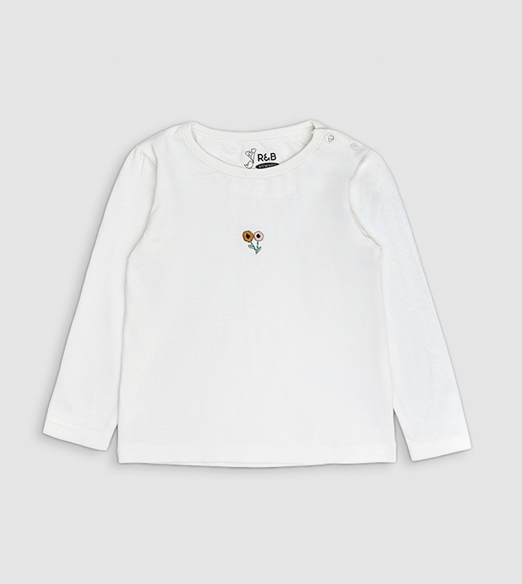 Solid Top and Embroidered Dungaree Set
