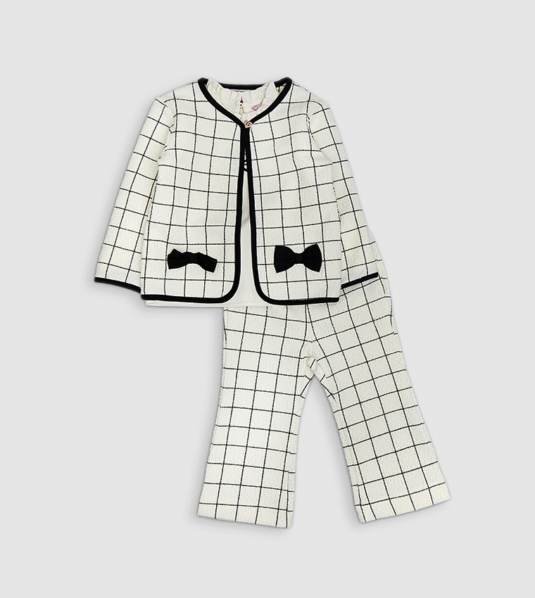 Patterned Jacket and Pant Set