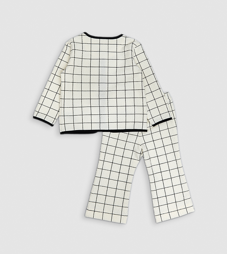 Patterned Jacket and Pant Set