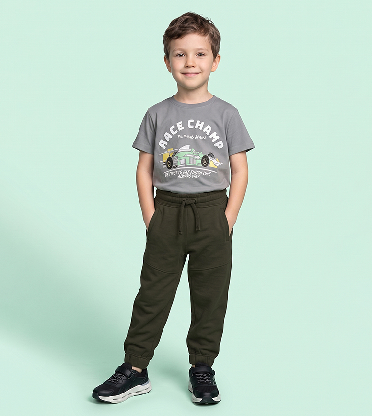 Solid Joggers with Drawstring Waist