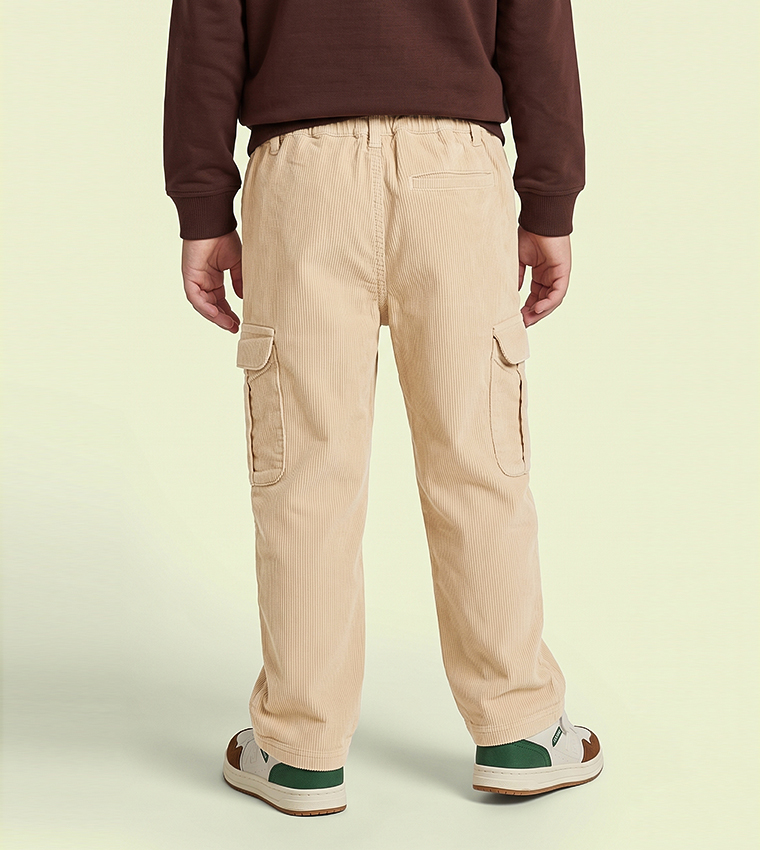 Solid Cargo Pants with Drawstring Waist