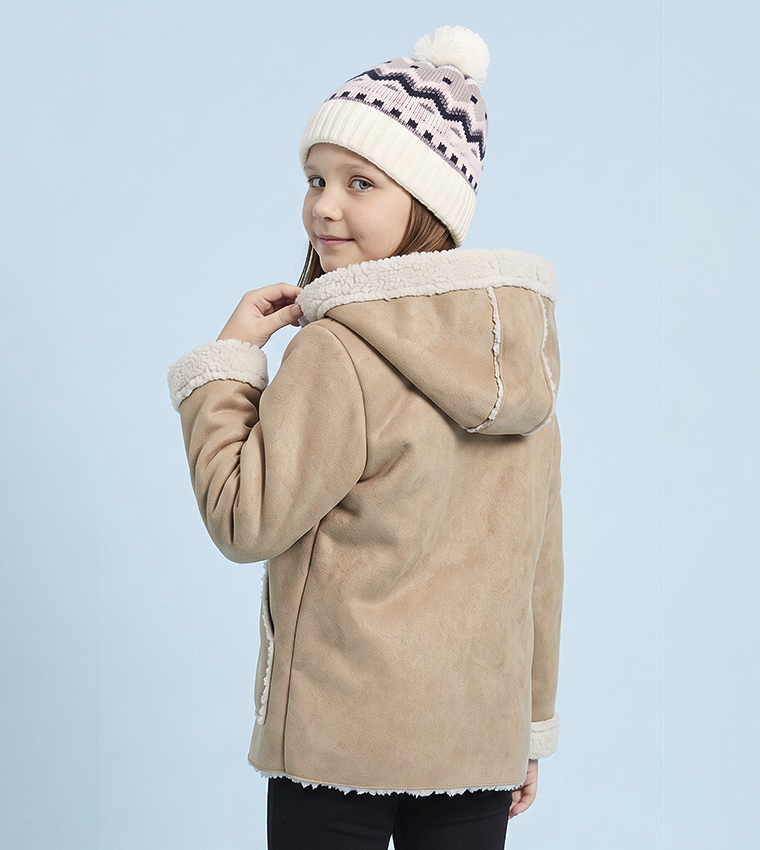 Solid Hooded Jacket with Long Sleeves