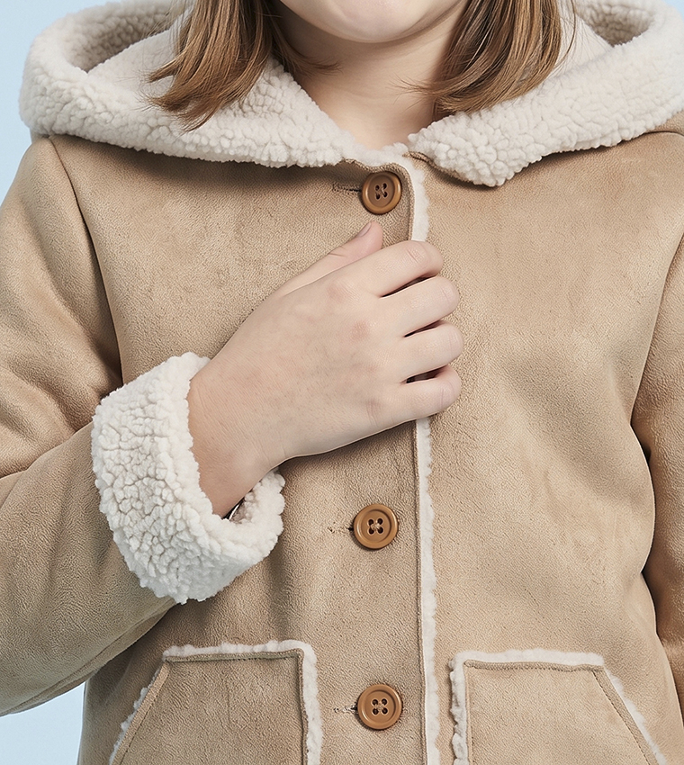 Solid Hooded Jacket with Long Sleeves