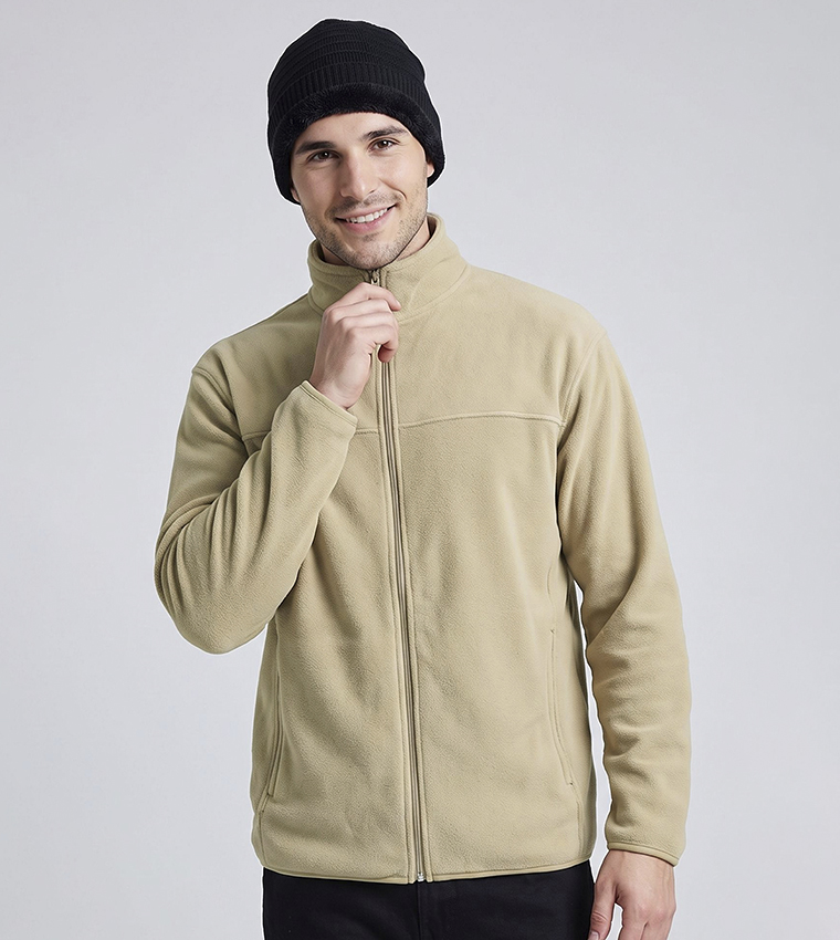 Solid Jacket with Zipper Closure