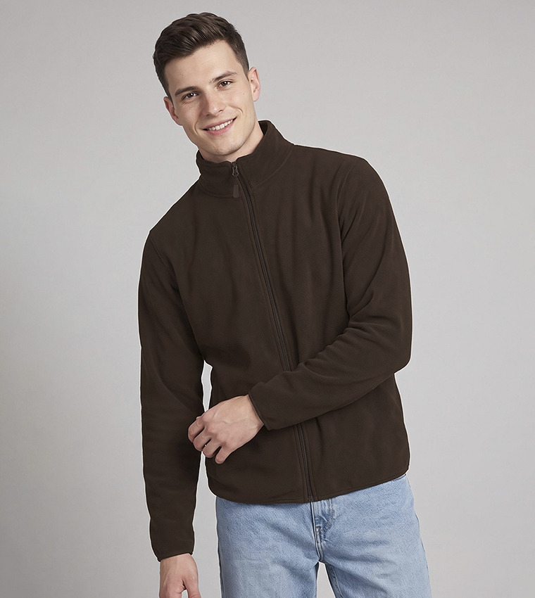 Solid Jacket with Zipper Closure