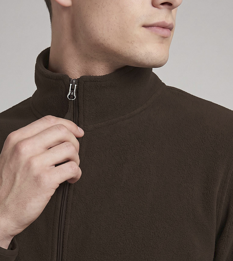Solid Jacket with Zipper Closure