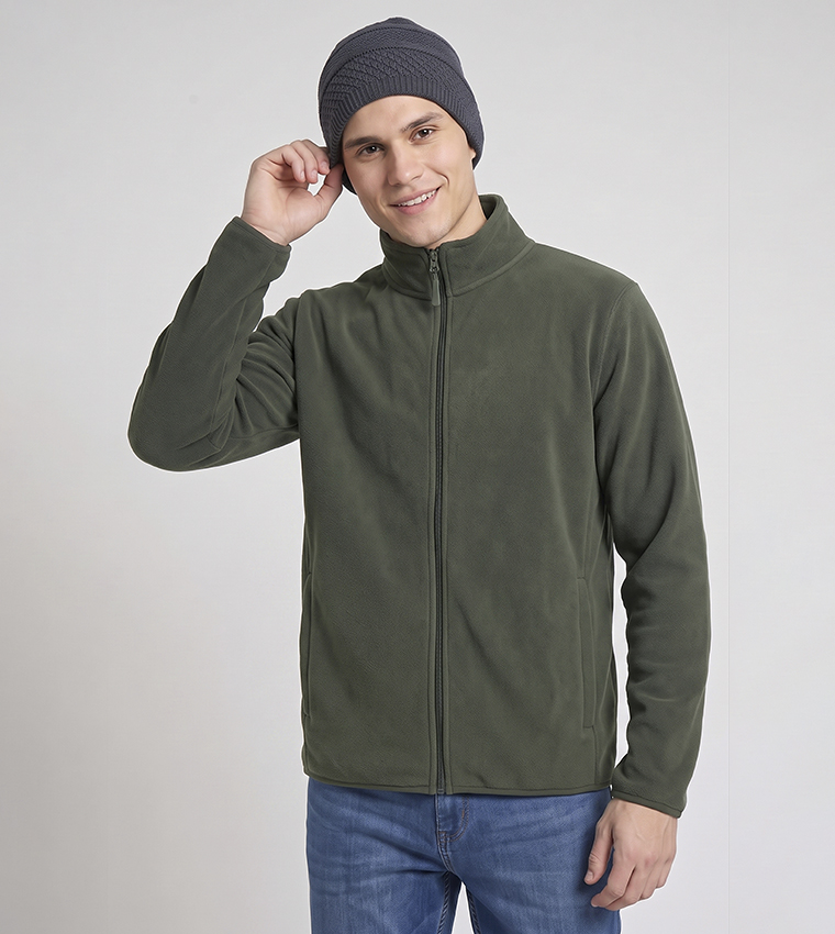 Solid Jacket with Zipper Closure