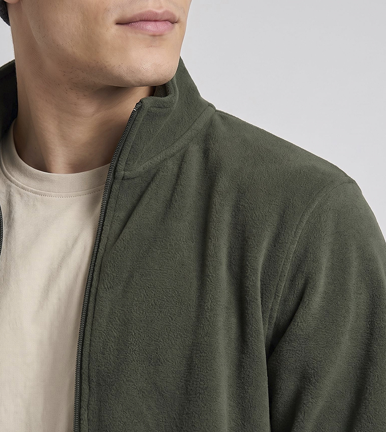 Solid Jacket with Zipper Closure