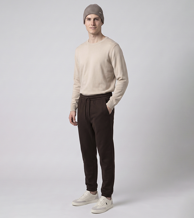 Solid Joggers with Drawstring Waist