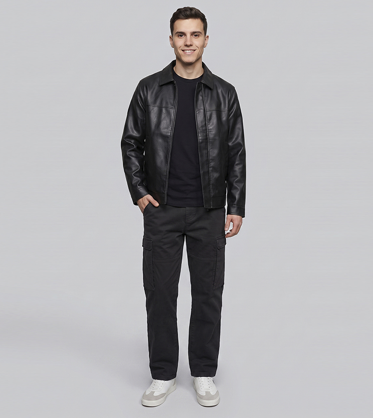 Solid Jacket with Zipper Closure