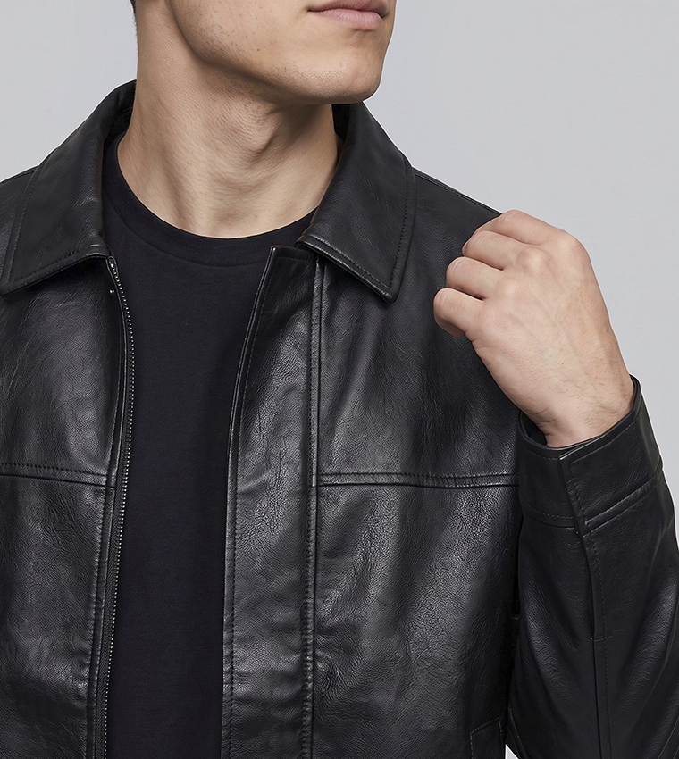 Solid Jacket with Zipper Closure