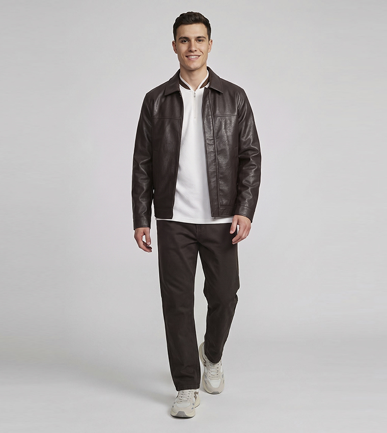Solid Jacket with Zipper Closure