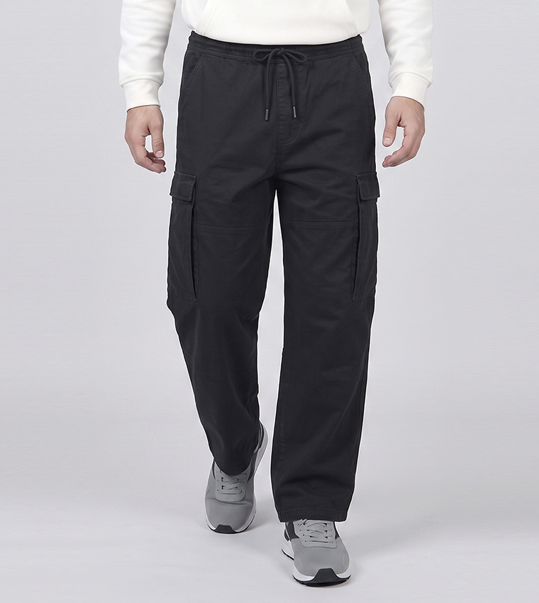 Solid Jogger Fit Pants with Drawstring Waist