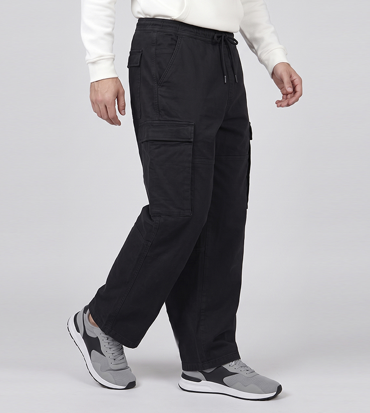 Solid Jogger Fit Pants with Drawstring Waist