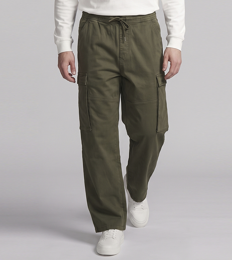 Solid Jogger Fit Pants with Drawstring Waist