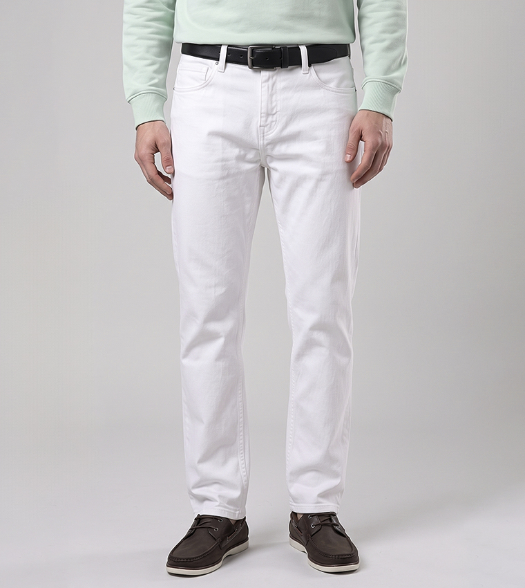Solid Slim Fit Jeans with Button Closure