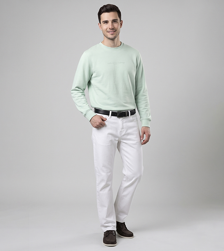 Solid Slim Fit Jeans with Button Closure