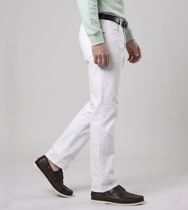 Solid Slim Fit Jeans with Button Closure