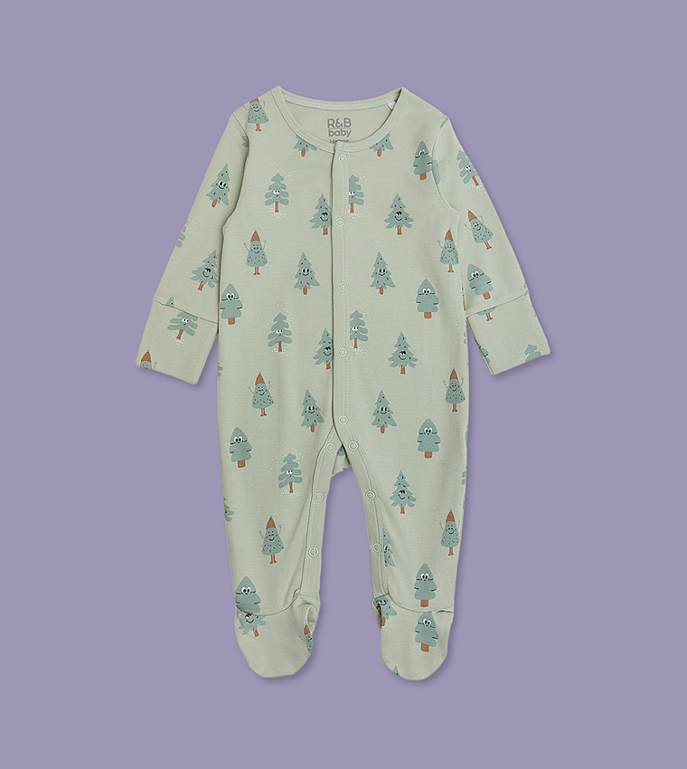 3 Pack Printed Footed Sleepsuits
