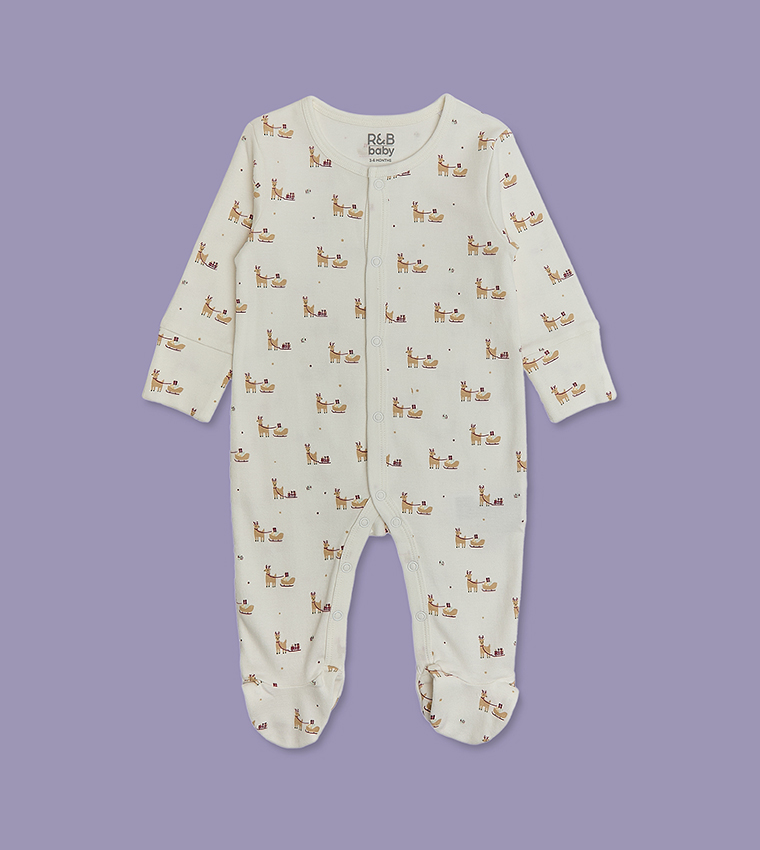 3 Pack Printed Footed Sleepsuits
