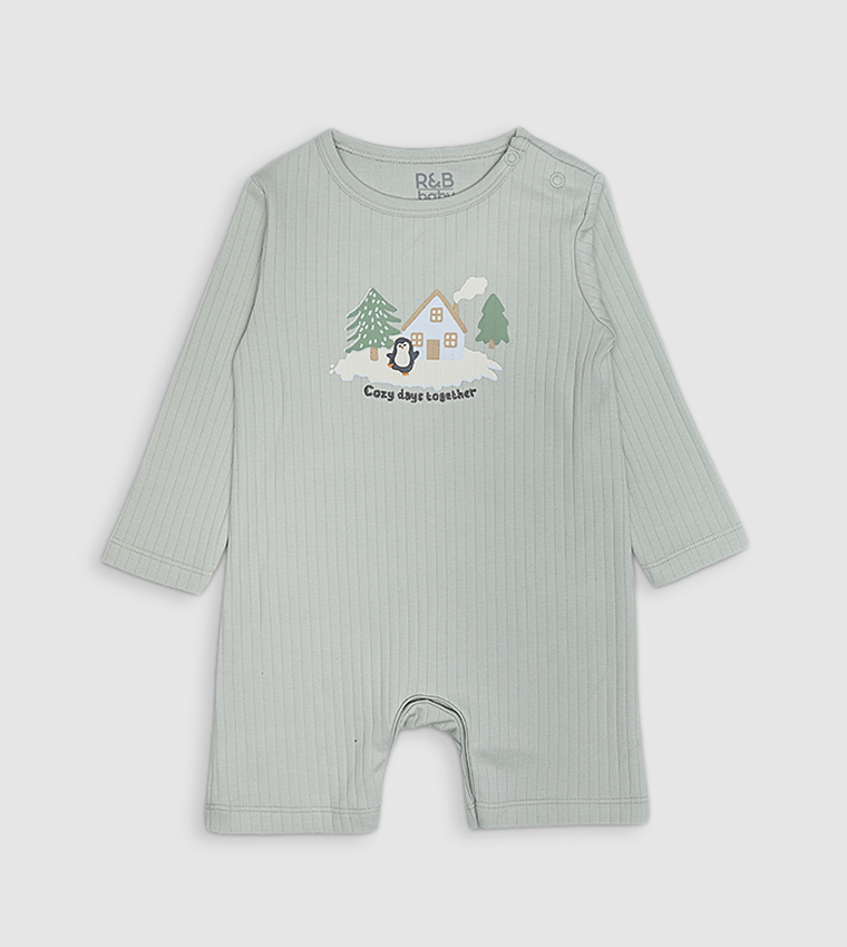 3 Pack Printed Rompers with Long Sleeves