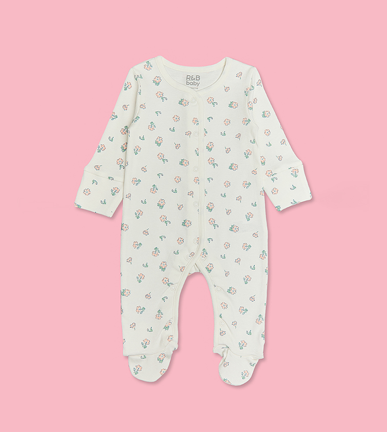 3 Pack Printed Footed Sleepsuits