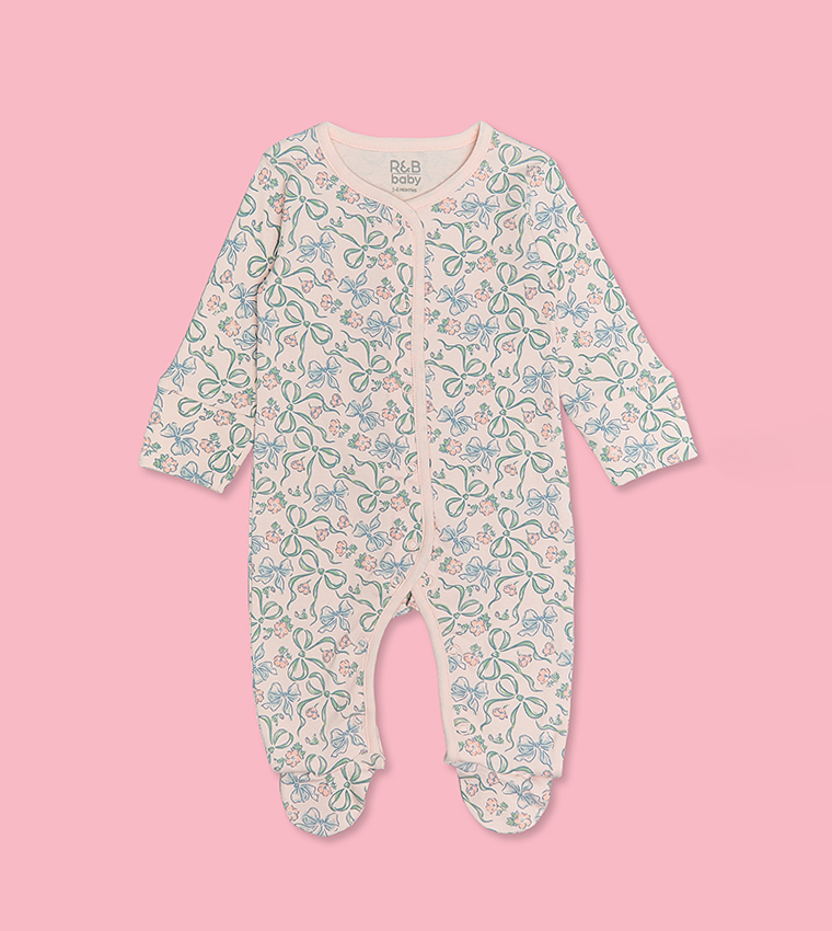 3 Pack Printed Footed Sleepsuits
