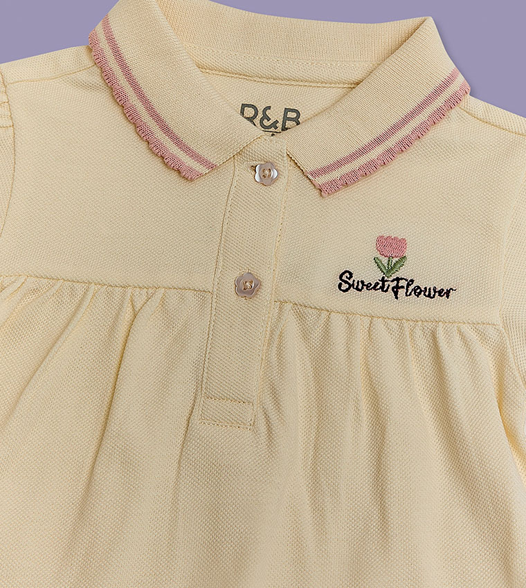 2 Pack Embroidered Collared Rompers