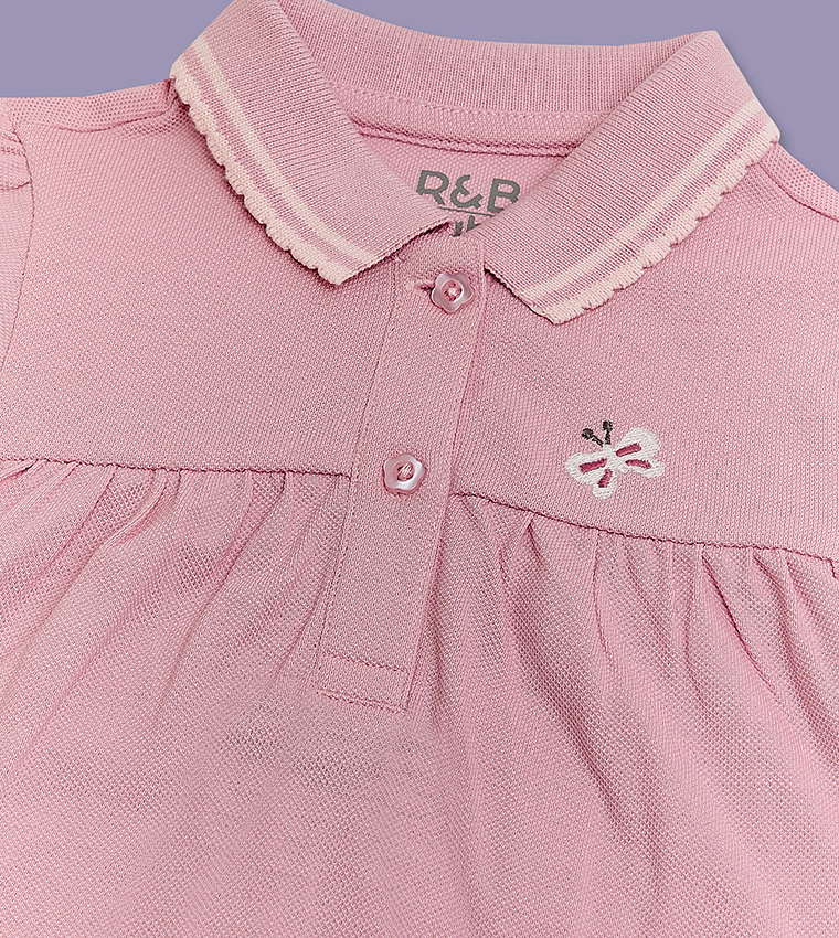2 Pack Embroidered Collared Rompers