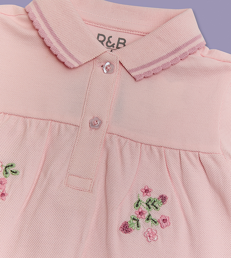 2 Pack Embroidered Collared Rompers