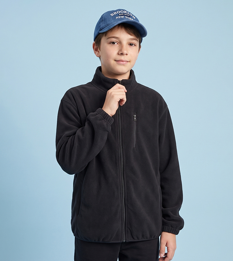 Solid Jacket with Zipper Closure