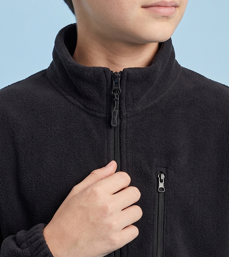 Solid Jacket with Zipper Closure