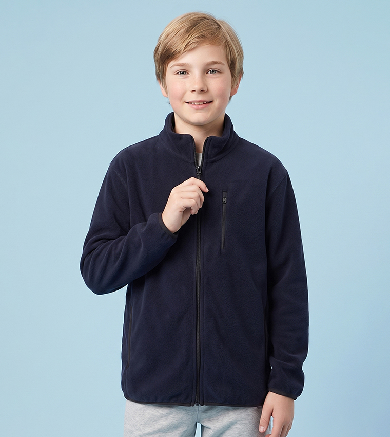 Solid Jacket with Zipper Closure