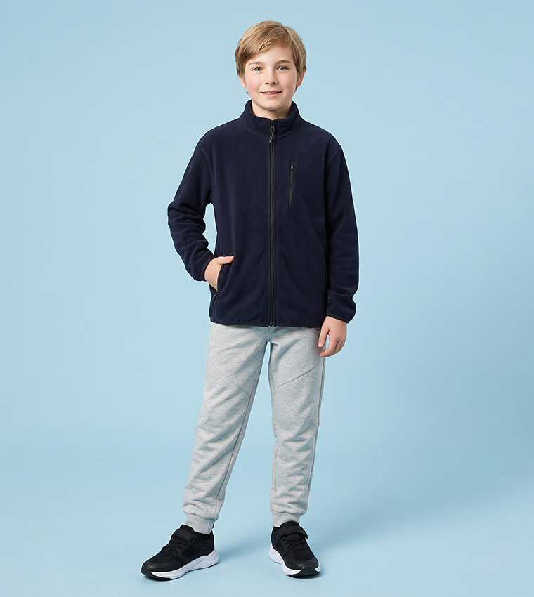 Solid Jacket with Zipper Closure