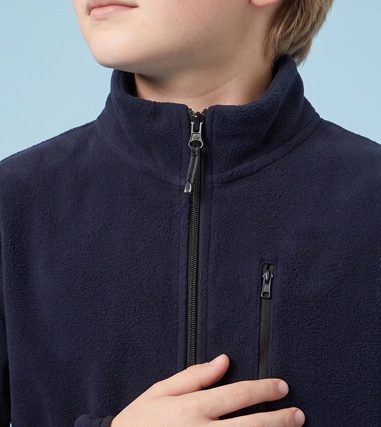 Solid Jacket with Zipper Closure