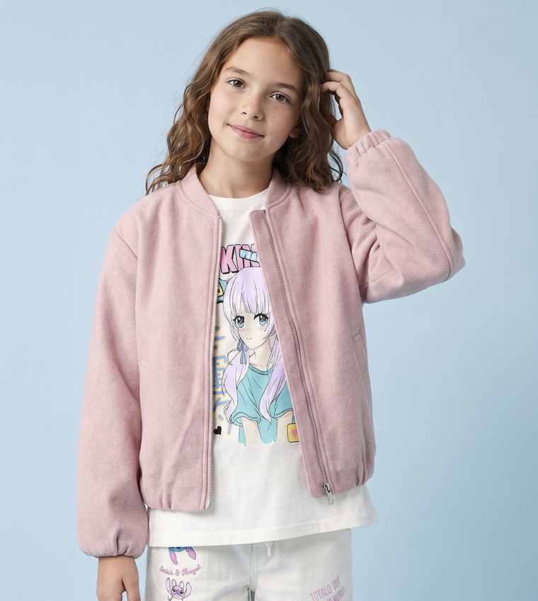 Solid Jacket with Zipper Closure
