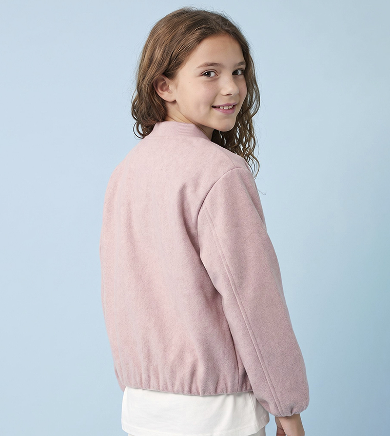 Solid Jacket with Zipper Closure