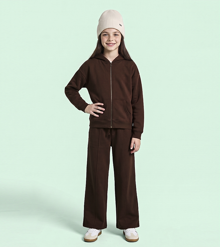 Solid Hooded Jacket with Zipper