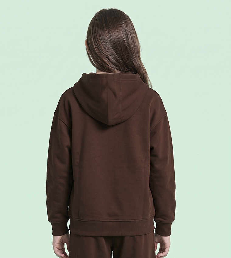Solid Hooded Jacket with Zipper