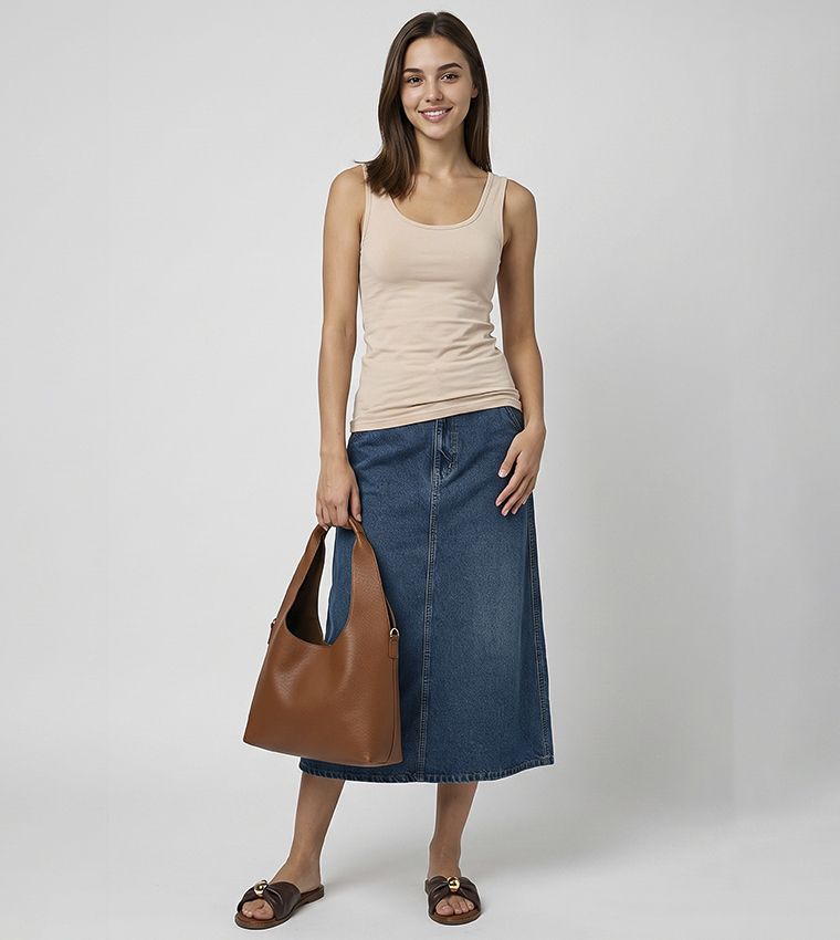 أر آند بي  توبات بلا أكمام  - بيج Sleeveless Tops