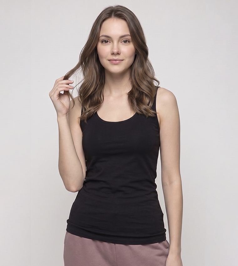 R&B  Sleeveless Tops - BLACK Sleeveless Tops