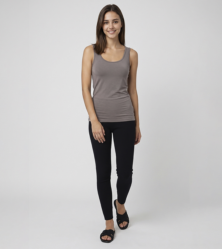 R&B  Sleeveless Tops - Dark Grey Sleeveless Tops