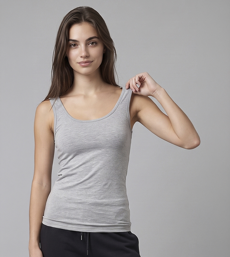 R&B  Sleeveless Tops - Grey Sleeveless Tops