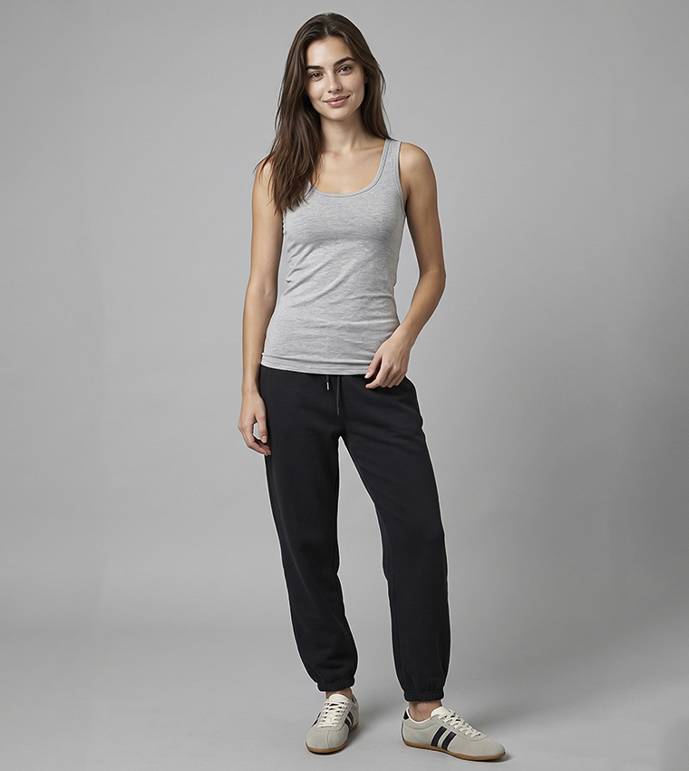 R&B  Sleeveless Tops - Grey Sleeveless Tops