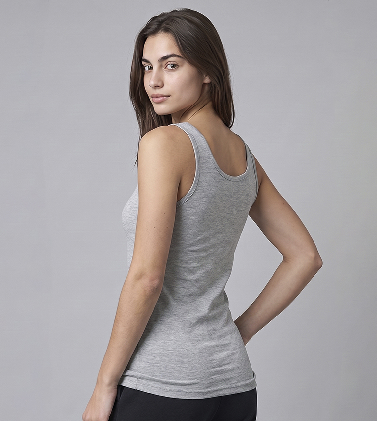 R&B  Sleeveless Tops - Grey Sleeveless Tops